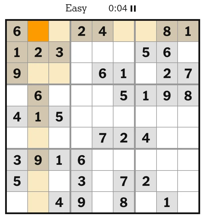 NYT Sudoku Easy June 13, 2026