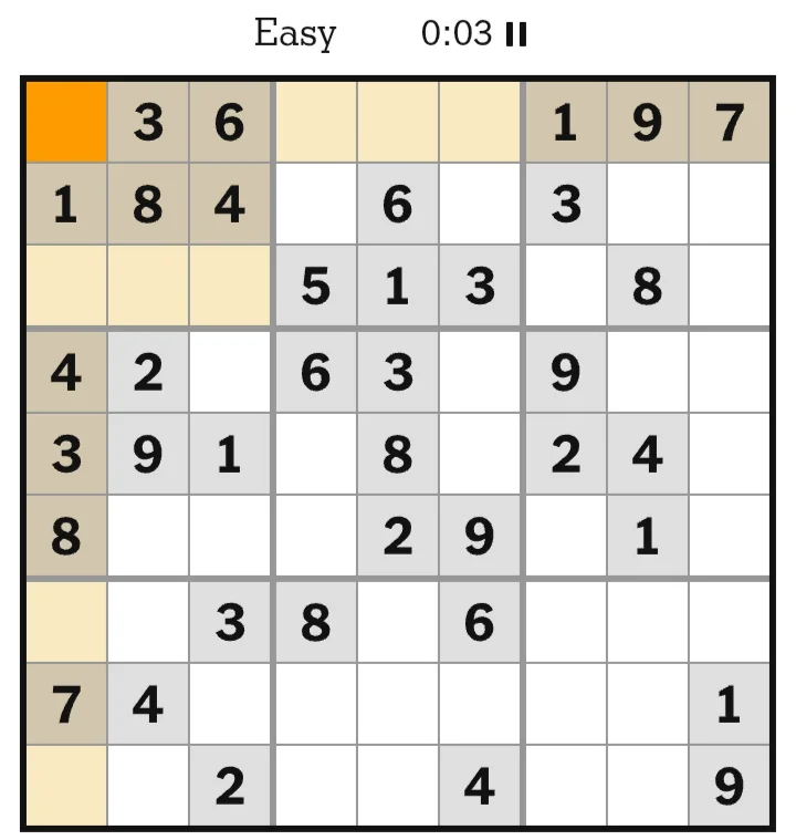 NYT Sudoku Easy June 15, 2026
