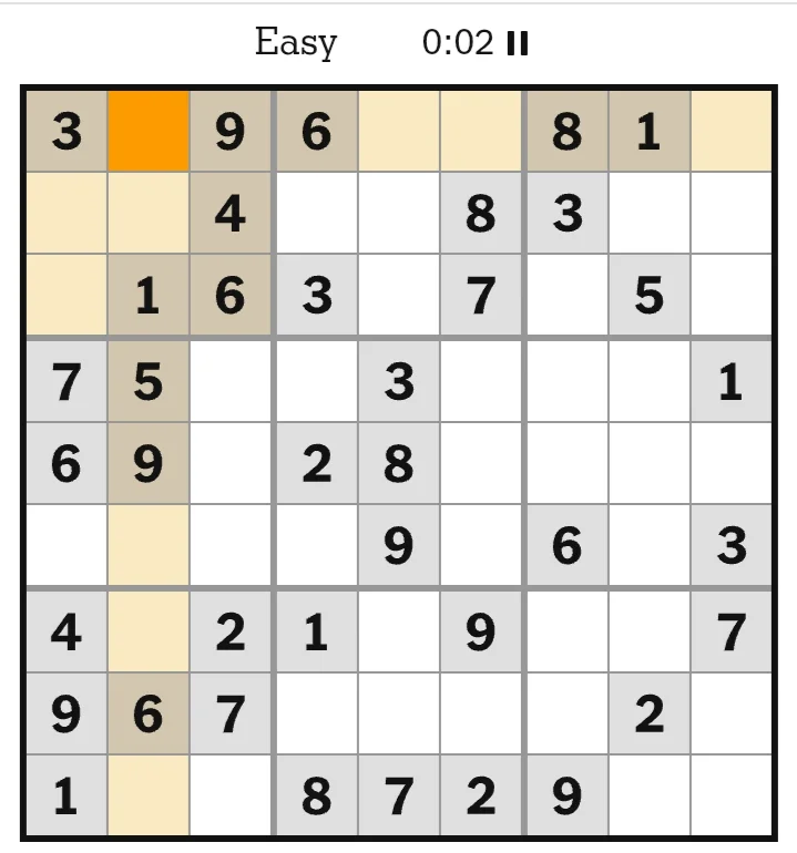 NYT Sudoku Easy June 17, 2026