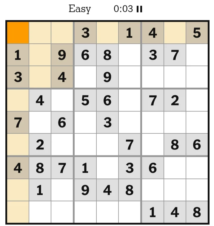 NYT Sudoku Easy June 20, 2026