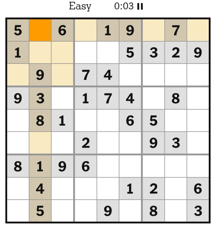 NYT Sudoku Easy June 21, 2026