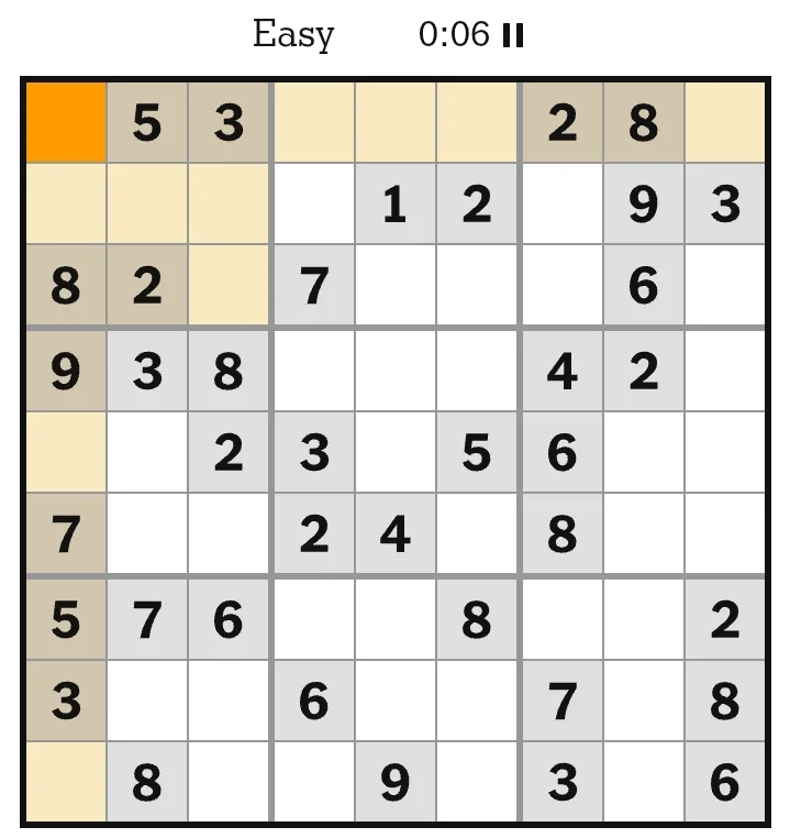 NYT Sudoku Easy June 26, 2026