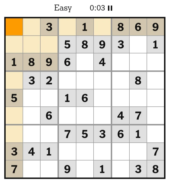 NYT Sudoku Easy June 29, 2026