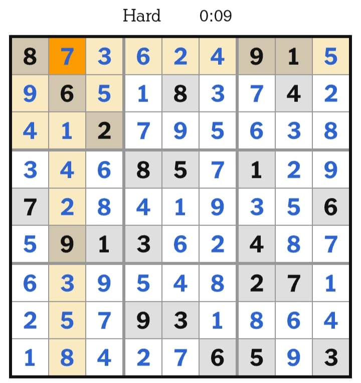 NYT Sudoku Hard Answers July 01, 2026