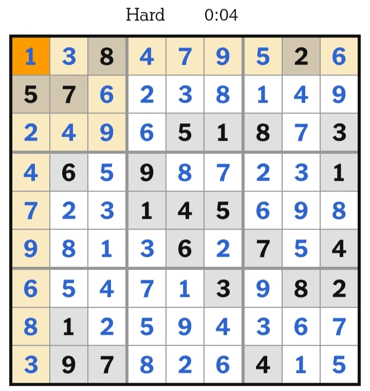 NYT Sudoku Hard Answers June 02, 2026