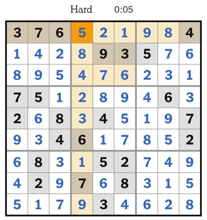 NYT Sudoku Hard Answers June 07, 2026