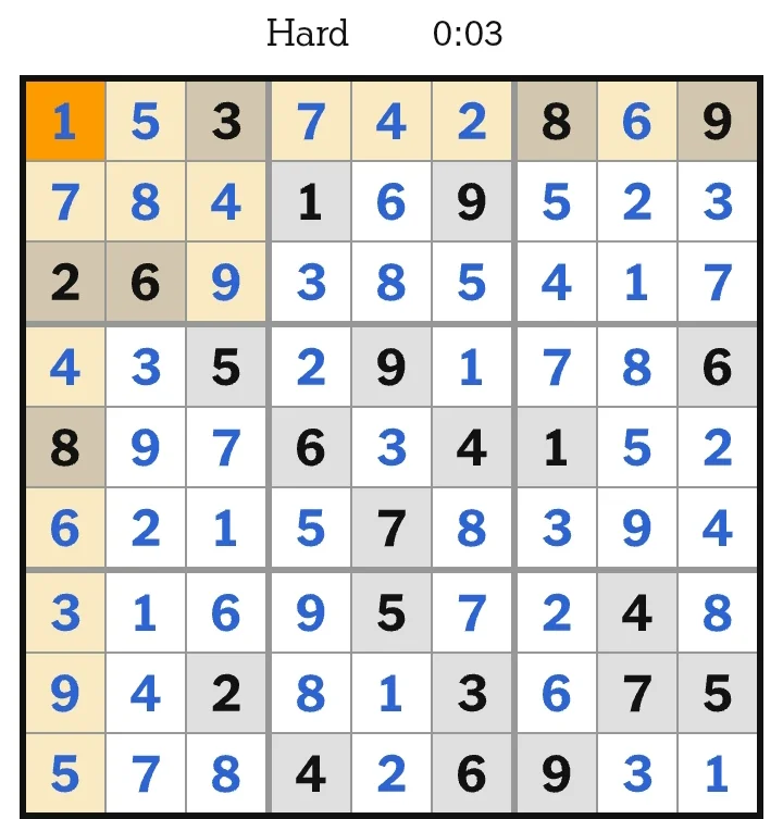 NYT Sudoku Hard Answers June 08, 2026