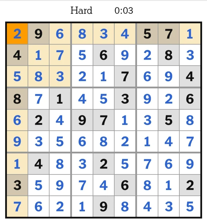 NYT Sudoku Hard Answers June 10, 2026