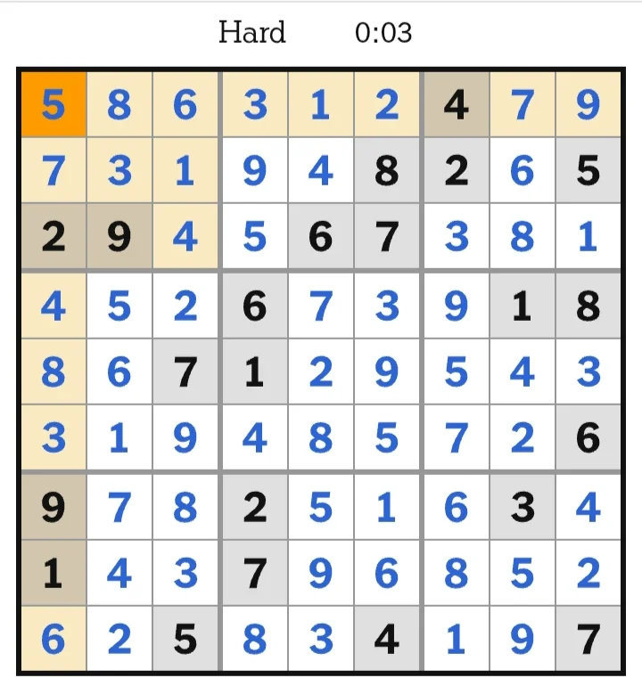 NYT Sudoku Hard Answers June 18, 2026