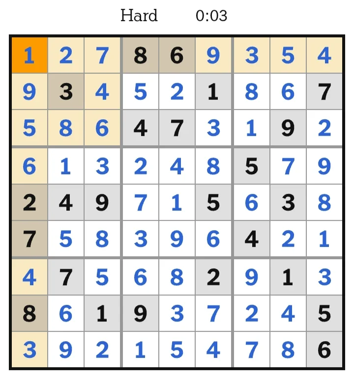 NYT Sudoku Hard Answers June 21, 2026