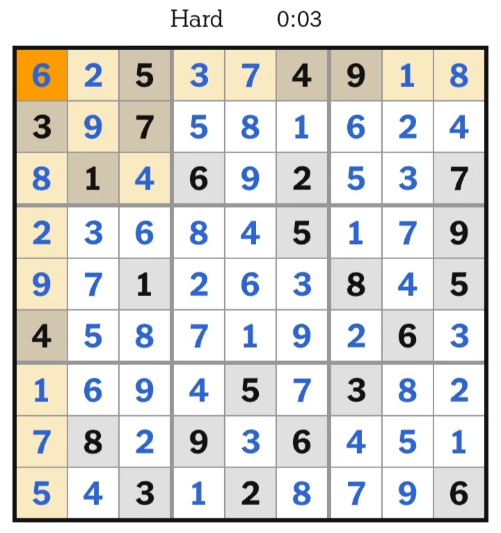 NYT Sudoku Hard Answers June 23, 2026