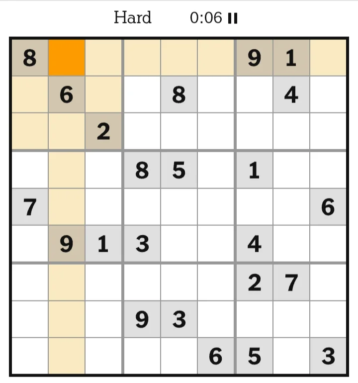 NYT Sudoku Hard July 01, 2026