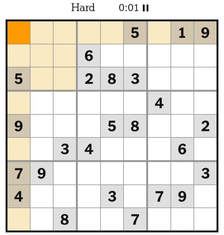 NYT Sudoku Hard June 03, 2026