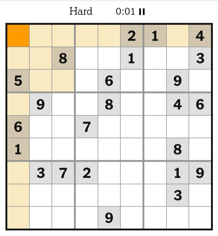 NYT Sudoku Hard June 04, 2026