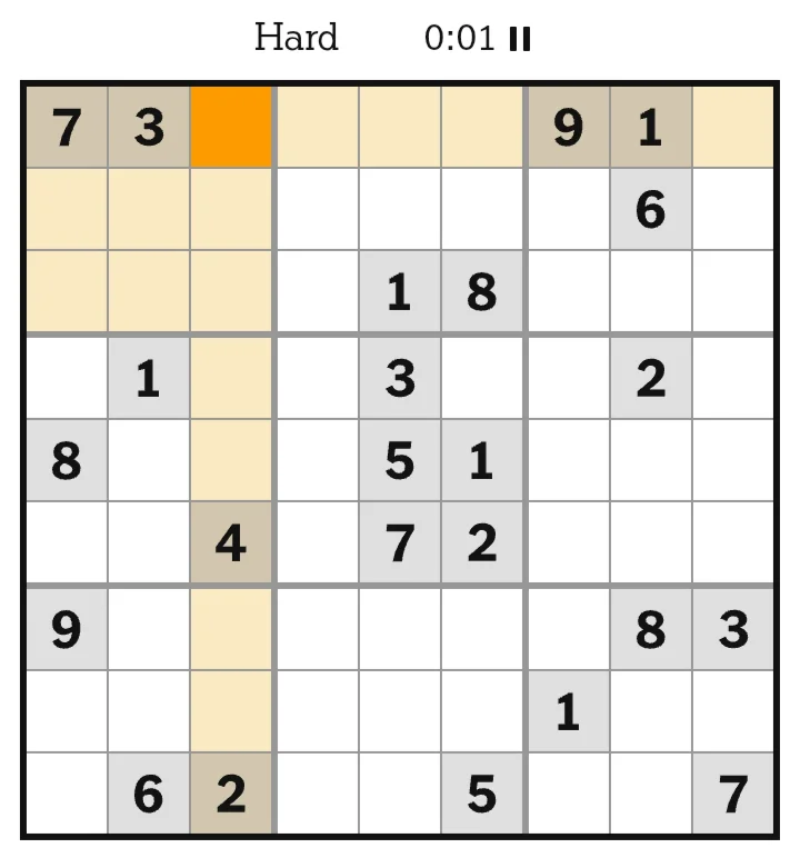 NYT Sudoku Hard June 06, 2026