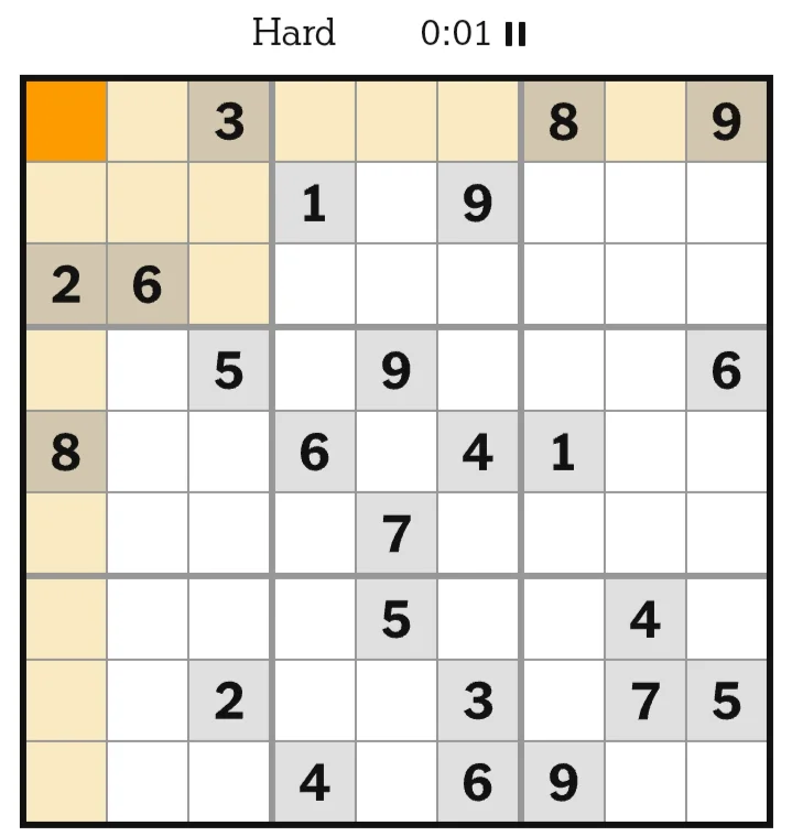 NYT Sudoku Hard June 08, 2026