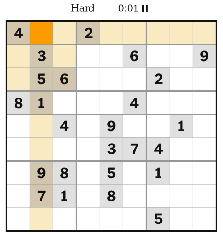 NYT Sudoku Hard June 19, 2026