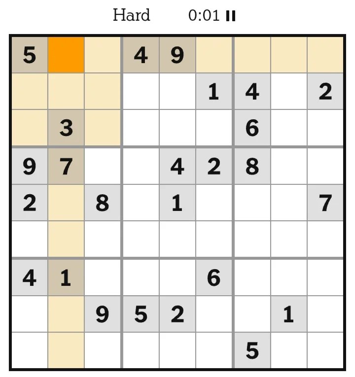 NYT Sudoku Hard June 22, 2026