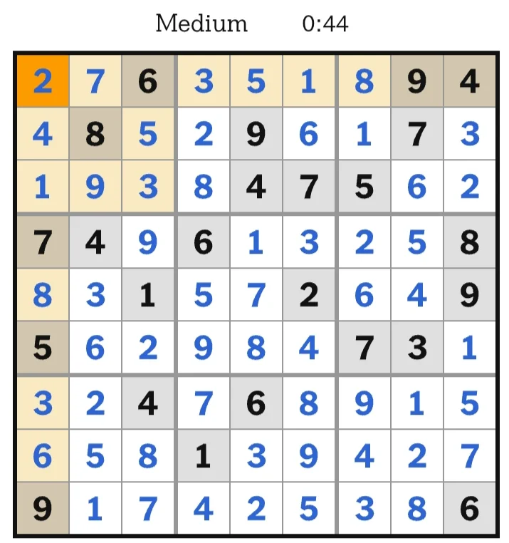 NYT Sudoku Medium Answer June 06, 2026