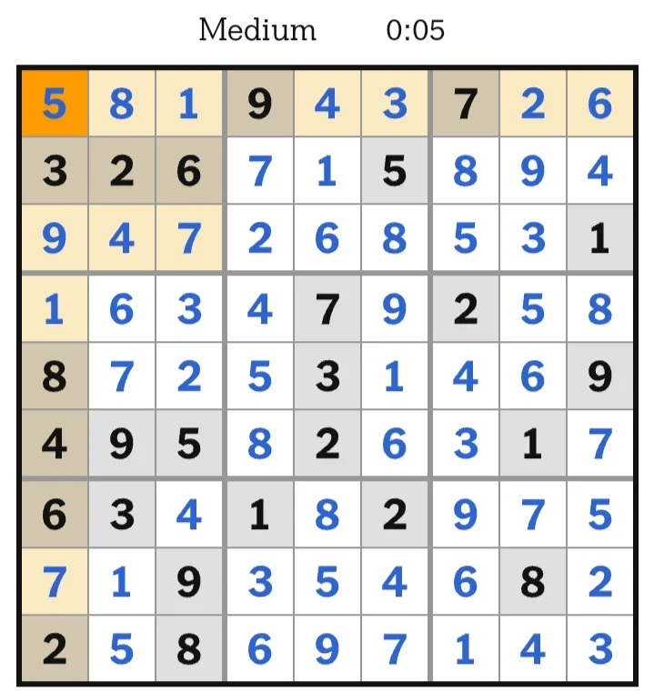 NYT Sudoku Medium Answer June 09, 2026