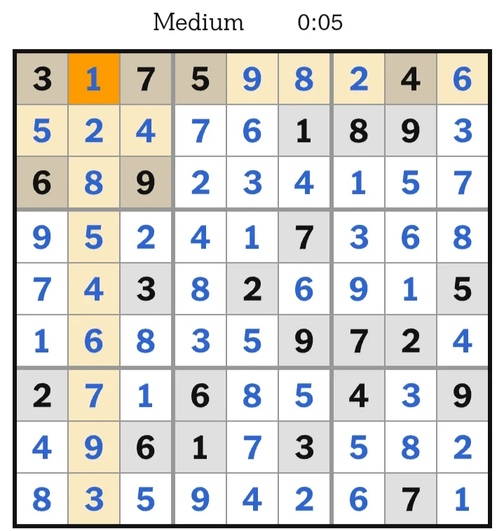 NYT Sudoku Medium Answer June 13, 2026