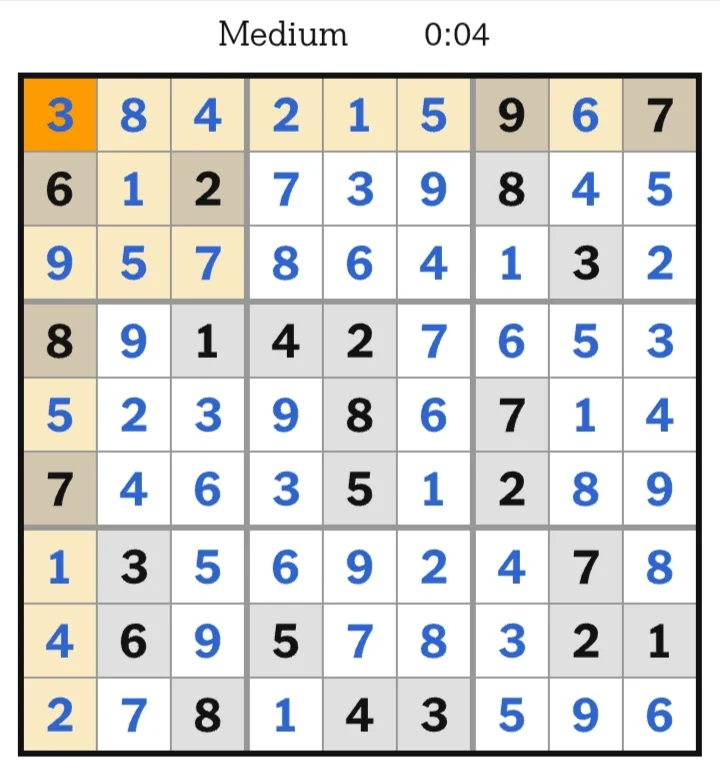 NYT Sudoku Medium Answers June 02, 2026
