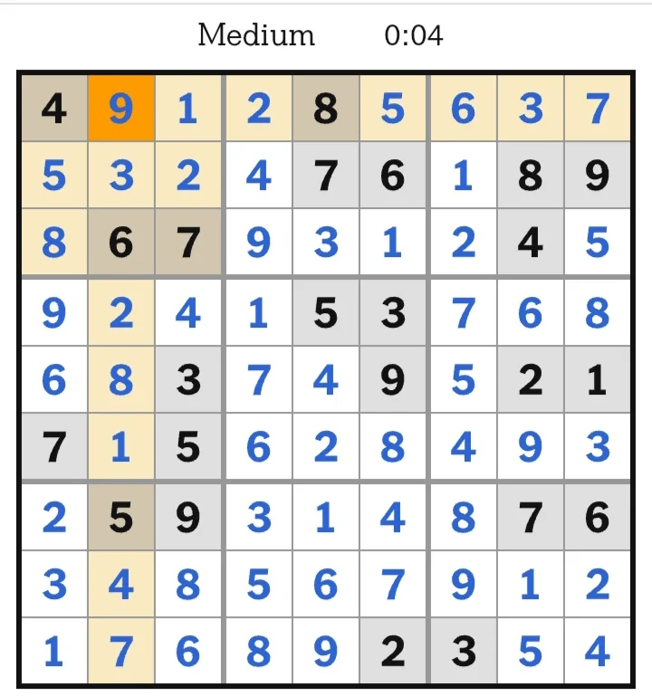 NYT Sudoku Medium Answers June 03, 2026