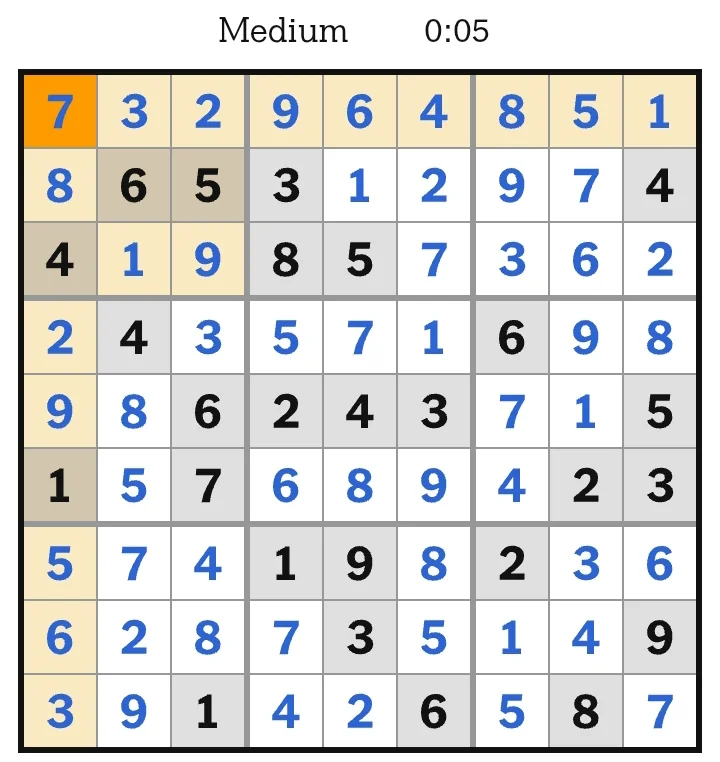 NYT Sudoku Medium Answers June 04, 2026