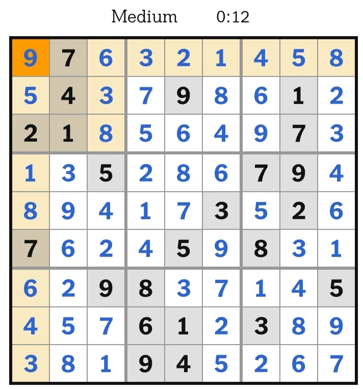 NYT Sudoku Medium Answers June 24, 2026