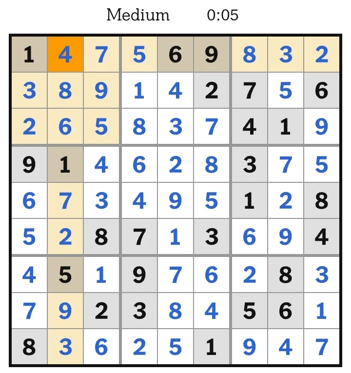 NYT Sudoku Medium Answers June 28, 2026