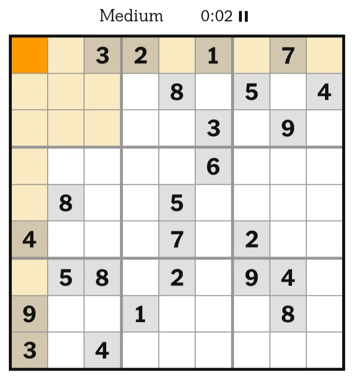 NYT Sudoku Medium July 01, 2026