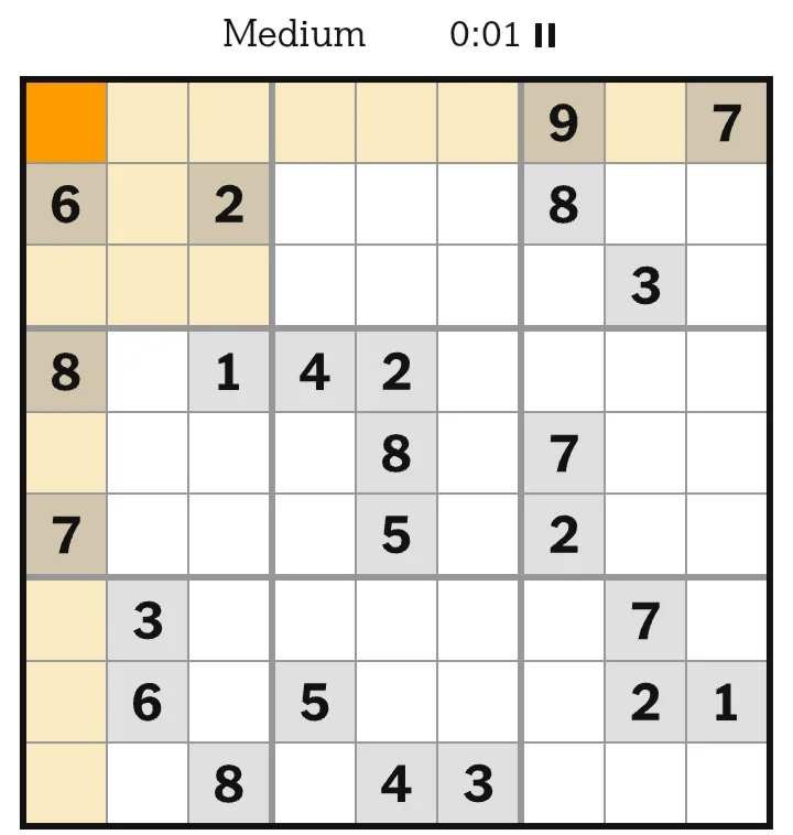 NYT Sudoku Medium June 02, 2026