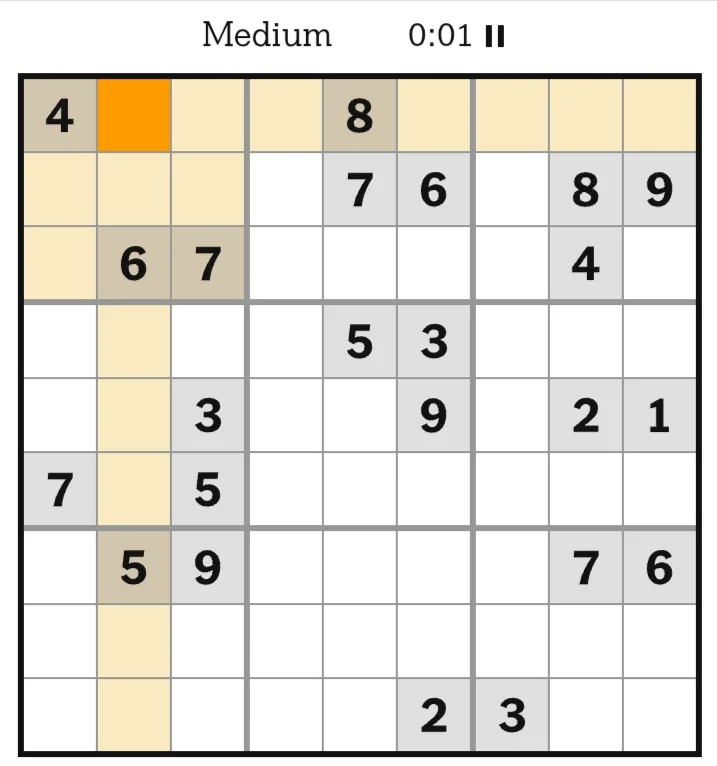 NYT Sudoku Medium June 03, 2026