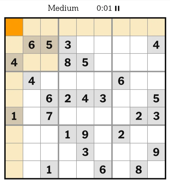 NYT Sudoku Medium June 04, 2026