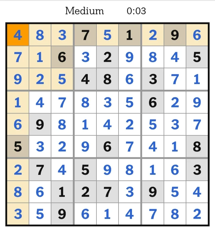 NYT Sudoku Medium June 05, 2026