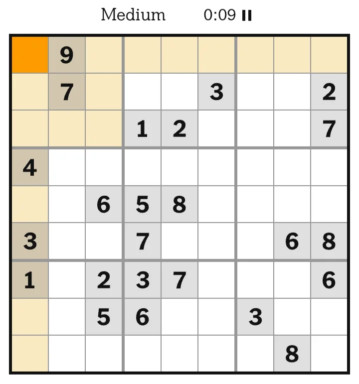 NYT Sudoku Medium June 12, 2026