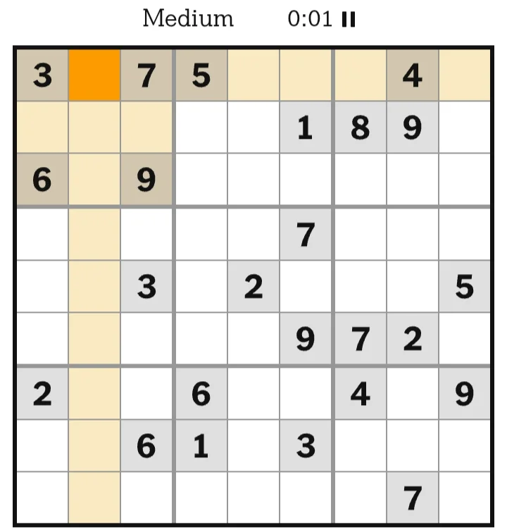 NYT Sudoku Medium June 14, 2026
