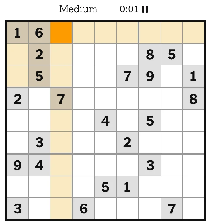 NYT Sudoku Medium June 15, 2026