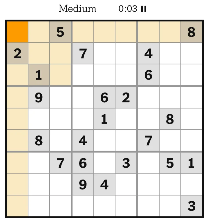 NYT Sudoku Medium June 18, 2026