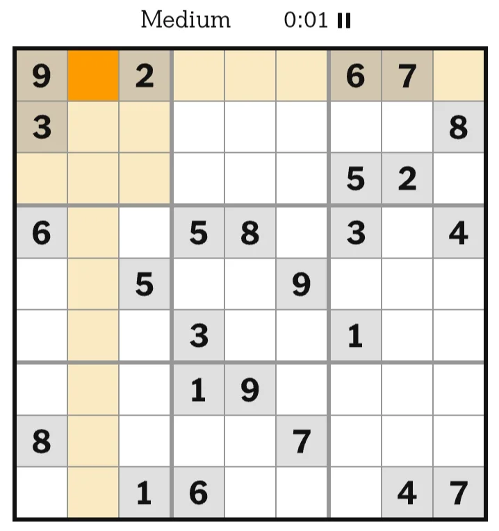 NYT Sudoku Medium June 21, 2026