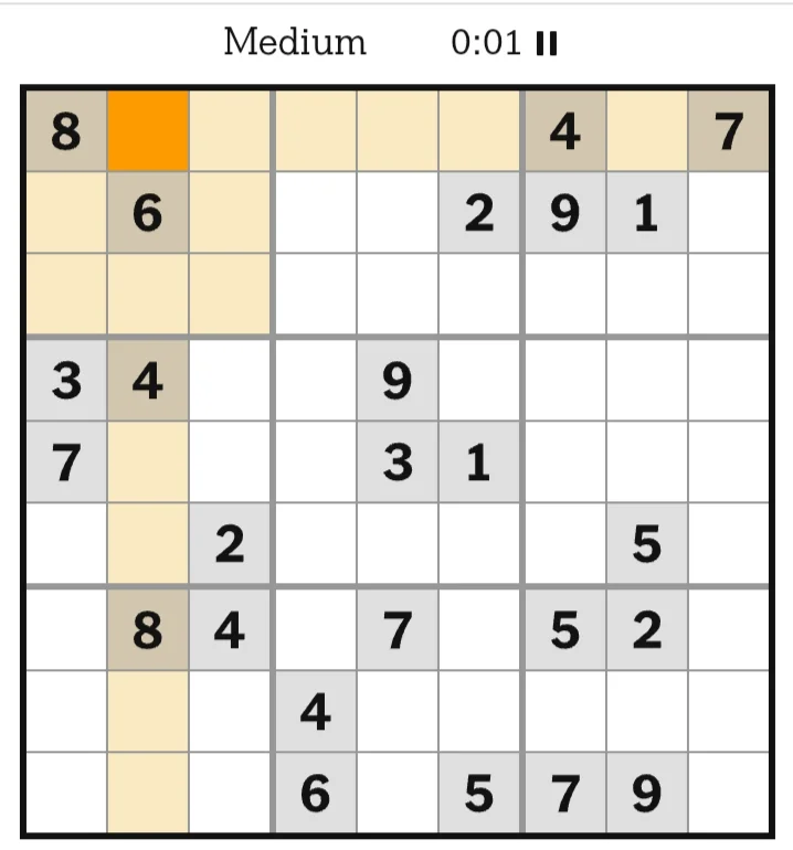 NYT Sudoku Medium June 23, 2026