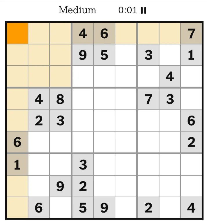 NYT Sudoku Medium June 26, 2026