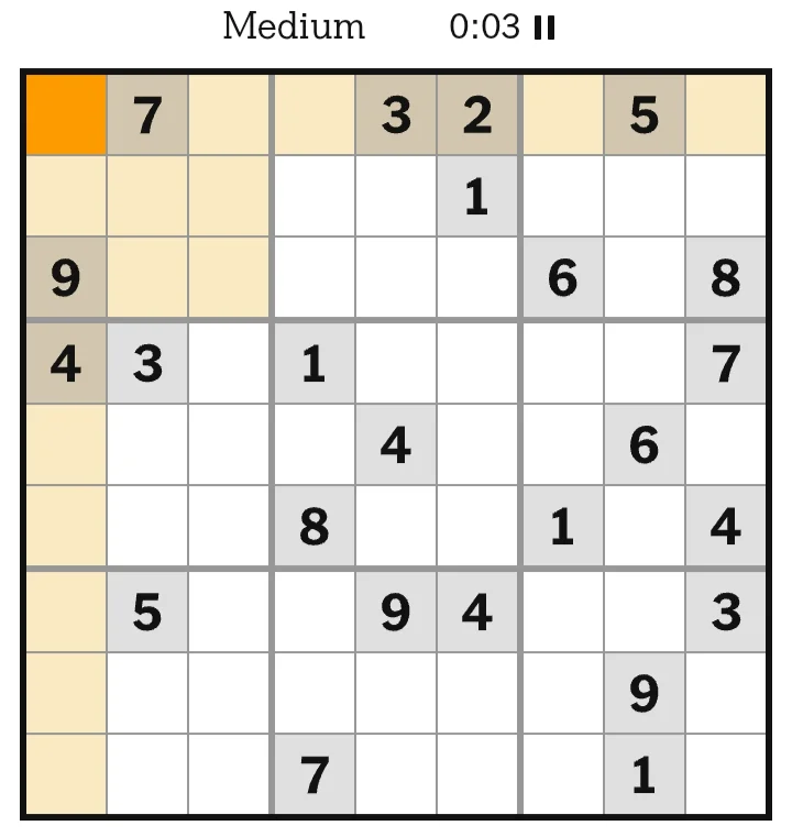 NYT Sudoku Medium June 27, 2026
