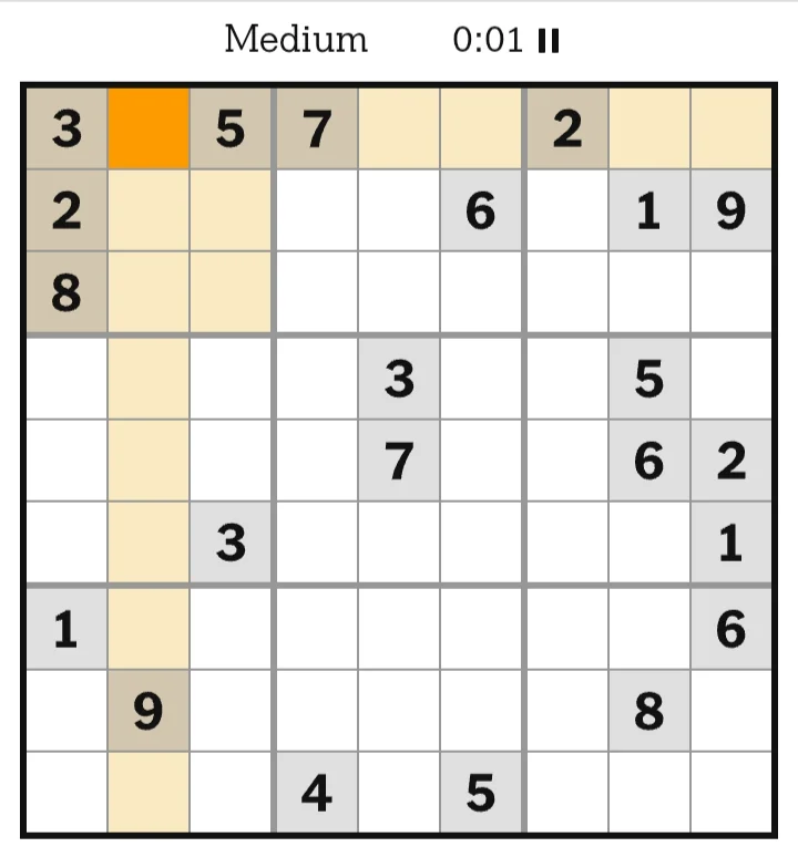 NYT Sudoku Medium June 30, 2026