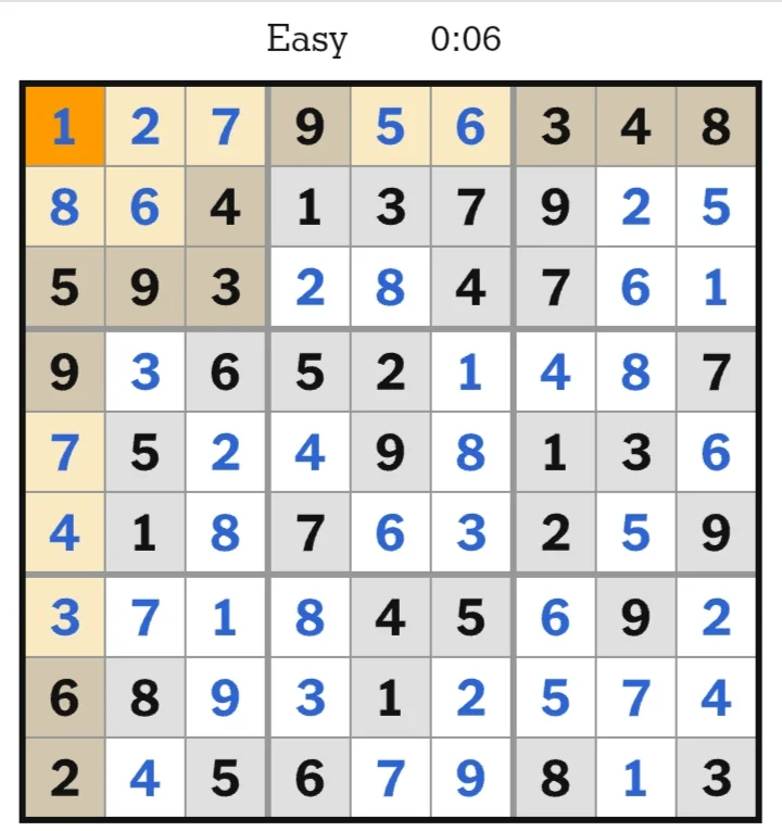 NYT Sudoku Easy Answers July 02, 2026