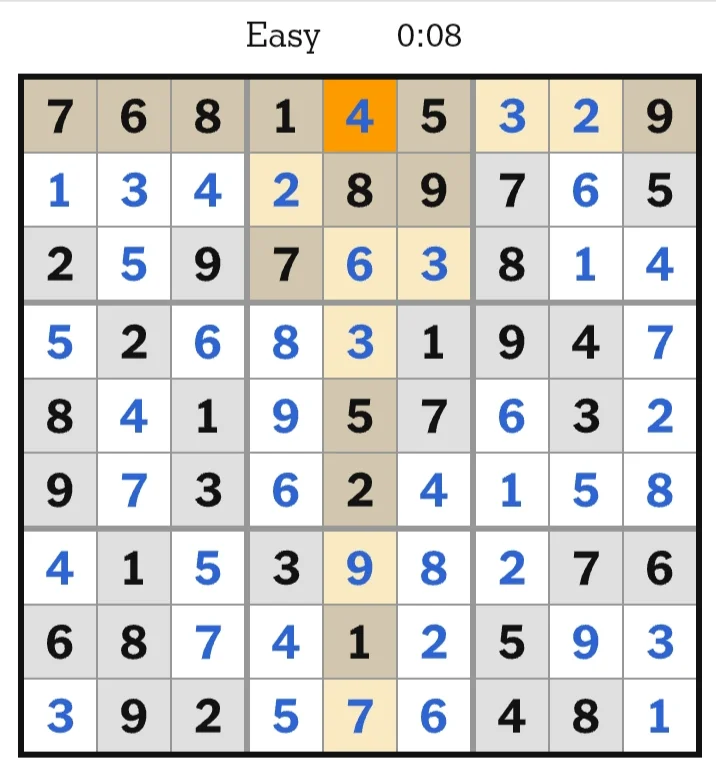 NYT Sudoku Easy Answers July 05, 2026
