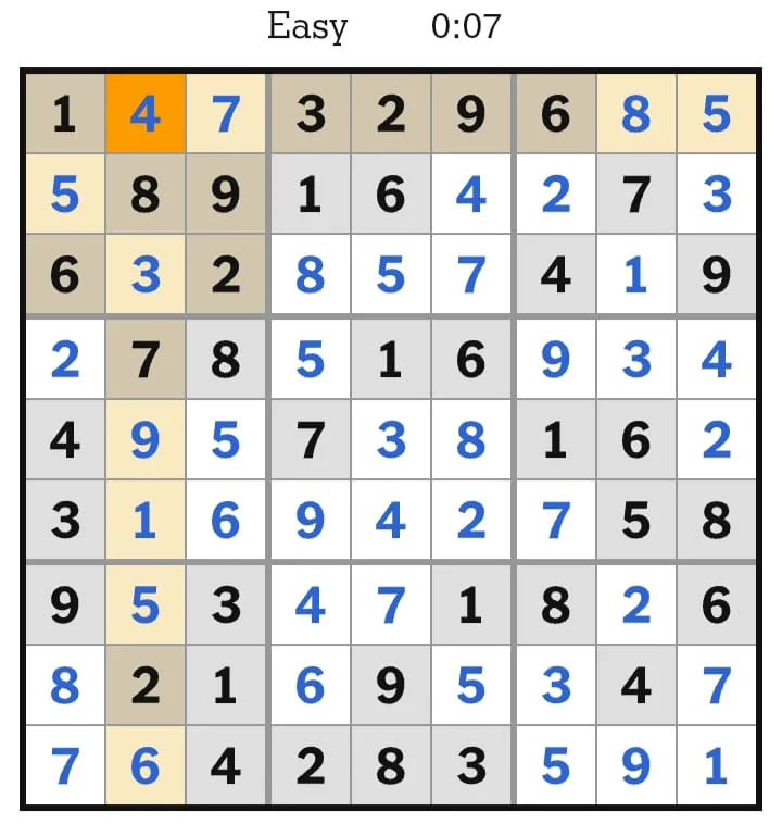 NYT Sudoku Easy Answers July 08, 2026