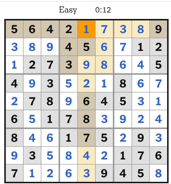NYT Sudoku Easy Answers July 10, 2026