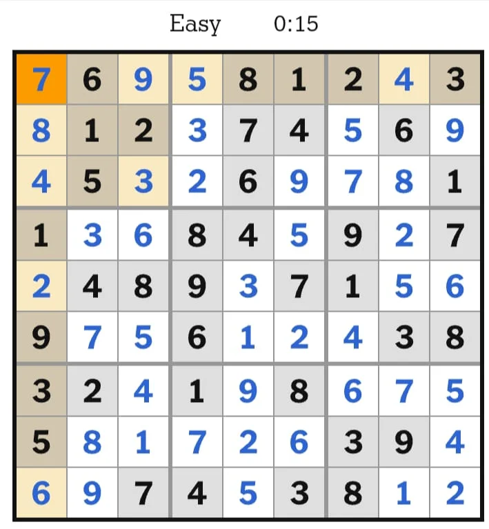 NYT Sudoku Easy Answers July 19, 2026