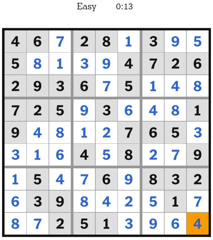 NYT Sudoku Easy Answers July 21, 2026
